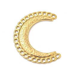Real 14K Gold Plated 304 Stainless Steel Pendants, Moon Charm, Real 14K Gold Plated, 38x32.5x2.5mm, Hole: 1.5~2x1.2~1.5mm