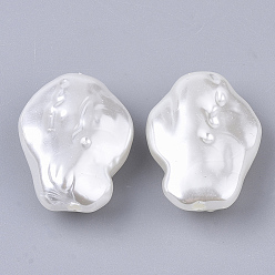 Creamy White ABS Plastic Imitation Pearl Beads, Nuggets, Creamy White, 25x17.5x8.5mm, Hole: 1.5mm, about 262pcs/500g