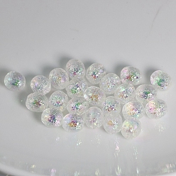 WhiteSmoke UV Plating Rainbow Iridescent Acrylic Beads, Hammered, Oval, WhiteSmoke, 11x10mm
