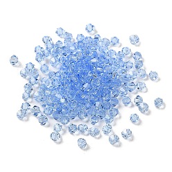 Cornflower Blue Transparent Glass Beads, Faceted, Bicone, Cornflower Blue, 3.5x3.5x3mm, Hole: 0.8mm, 720pcs/bag. 