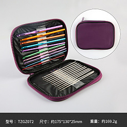 Purple DIY Knitting Needles Sets, Inlcuding Stainless Steel & Aluminum Alloy Hook Needles, Purple, 125~145x0.6~6.5mm, 22pcs/set