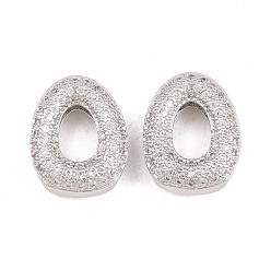 Letter O Латунные микропаве из прозрачного кубического циркония, без кадмия и без свинца, стойки покрытие, долговечный, платина, Письмо O, 14x11x5.2 мм, отверстие : 2.3x11 мм