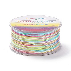 Разноцветный Сегментная окрашенная полиэфирная нить, плетеный шнур, красочный, 1 мм, около 54.68 ярдов (50 м) / рулон