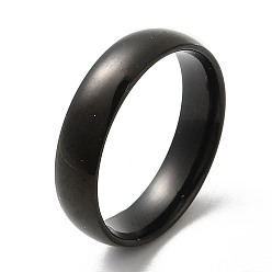 Black Ion Plating(IP) 304 Stainless Steel Flat Plain Band Rings, Black, Size 8, Inner Diameter: 18mm, 5mm