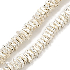 с Покрытием Серебра Гальванические бусины из натуральной лавы, квадратный, со серебряным покрытием, 3x3x1~1.5 мм, отверстие : 1 мм, около 280 шт / нитка, 15.20'' (38.6 см)