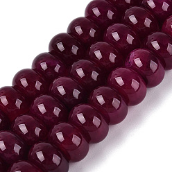 Medium violett rot Natürliche Achat Perlen Stränge, glatte Rondelle, gefärbt, Medium violett rot, 12x7.5 mm, Bohrung: 0.5~1.2 mm, ca. 48~56 Stk. / Strang, 14.17~16.73 Zoll (36~42.5 cm)