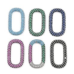 (52) Непрозрачная лаванда Стойка покрытие латунь микропаве кубический цирконий овальные соединительные кольца, долговечный, без свинца и без кадмия, платина, разноцветные, 25x14.5x3 мм, внутренний диаметр: 19x8.5 мм