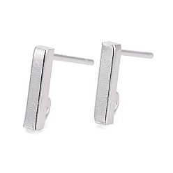 Silver 304 Stainless Steel Stud Earring Findings, Rectangle, Silver, 10x2mm, Hole: 1.8mm, Pin: 0.7mm