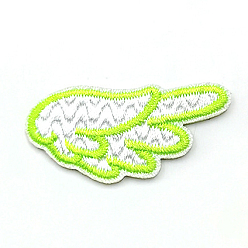 Green Yellow Computerized Embroidery Cloth Iron On/Sew On Patches, Costume Accessories, Right Wing, Green Yellow, 20x39mm