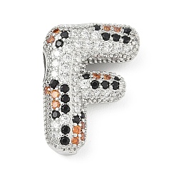 Letter F Латунные микро проложить кубического циркония подвески, долговечный, стойки покрытие, письмо амулеты, платина, Буква F, 20.5x15.5x7 мм, отверстие : 5.2x3 мм