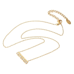 Настоящее золото 18K 304 прямоугольные подвески из нержавеющей стали со стразами для женщин, реальный 18 k позолоченный, 16.18 дюйм (41.1 см)