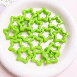 Lawn Green Spray Painted Acrylic Linking Ring, Star Connector, Lawn Green, 27x27mm, Inner Diameter: 15x15mm