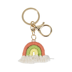 #4 Nordic style small rainbow pendant handmade cotton thread weaving key chain tassel bag car ornament female