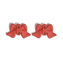 Indian Red Spray Painted Alloy Connector Charms, Bowknot Links, Indian Red, 10x15.5x2.5mm, Hole: 1mm