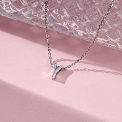 Letter Y 304 подвесные из нержавеющей стали ожерелья, буквы, Письмо Y, 15.94 дюйм(40.5см)~16.14 дюйм(41см)+54мм удлинитель, буквы: 10x7x4 мм.