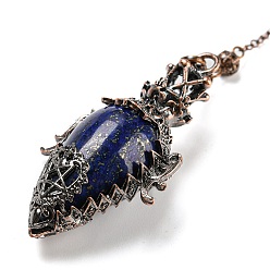 Ляпис-Лазурь Натуральный лазурит лазурит маятник большие подвески, с реечным покрытием, фурнитура из красного медного сплава, без свинца и без кадмия, слеза, 298~305 мм