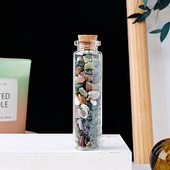 Tourmaline Natural Tourmaline Chips in a Glass Bottle with Cork Cover, Mineral Specimens Wishing Bottle Ornaments for Home Office Decoration, 70x22mm