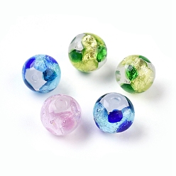 Mixed Color Handmade Silver Foil Glass Round Beads, Mixed Color, 8mm, Hole: 1mm