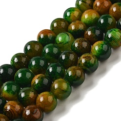 Dark Green Natural Agate Beads Strands, Dyed & Heated, Round, Dark Green, 10mm, Hole: 1.2mm, about 38pcs/strand, 14.96''(38cm)