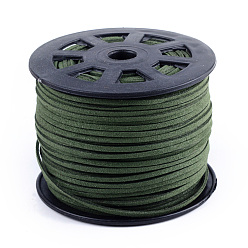 Dark Olive Green Faux Suede Cords, Faux Suede Lace, Dark Olive Green, 1/8 inch(3mm)x1.5mm, about 100yards/roll(91.44m/roll), 300 feet/roll