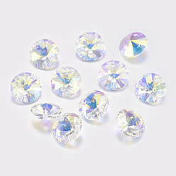 Crystal AB Faceted Glass Rhinestone Charms, Imitation Austrian Crystal, Cone, Crystal AB, 10x4.5mm, Hole: 1mm