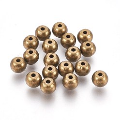 Antique Bronze Tibetan Style Alloy Beads, Lead Free & Cadmium Free, Round, Antique Bronze, 6x6x5mm, Hole: 1.5mm