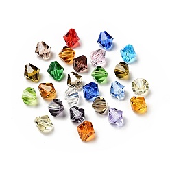 Mixed Color Imitation Austrian Crystal Beads, Grade AAA, Faceted, Bicone, Mixed Color, 6x6mm, Hole: 0.7~0.9mm