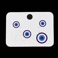 Blue Rectangle Evil Eye Print Paper Earring Stud Display Cards, Blue, 4x5.2x0.05cm, Hole: 6.5mm