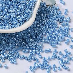 Steel Blue Baking Paint Glass Seed Beads, Cylinder, Steel Blue, 2.5x2mm, Hole: 1.4mm, about 45359pcs/pound