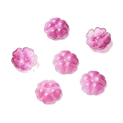 Medium Violet Red Gradient Color Transparent Glass Bead Cap, 5-Petal Flower, Medium Violet Red, 13x4.5mm, Hole: 1.4mm