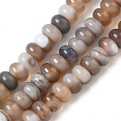 Светло-коричневый Природный агат бисер нитей, окрашенная и подогревом, рондель, загар, 8~8.5x4.5~5.5 мм, отверстие : 1.4 мм, около 41 шт / нитка, 7.40~7.48'' (18.8~19 см)