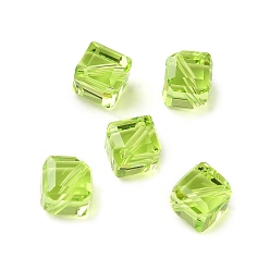 Зеленый газон Стекло k9 стекло, имитация Австрийские кристаллические шарики, граненые, квадратный, зеленый газон, 6x6x6 мм, отверстие : 1 мм