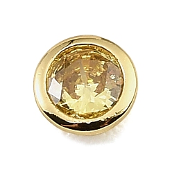 Yellow Brass Pave Cubic Zirconia Cabochons, Flat Round, Faceted, Pointed Back, Rack Plating, Long-Lasting Plated, Cadmium Free & Lead Free, Real 18K Gold Plated, Yellow, 5x2.5mm