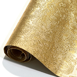 Gold Embossed Dragon Pattern Self-adhesive Imitation Leather Fabric, for DIY Leather Crafts, Bags Making Accessories, Gold, 50x140cm
