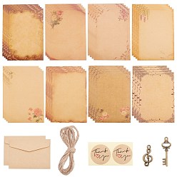 Peru Vintage Retro Writing Letter Stationery & Blank Mini Paper Envelopes Kits, with Alloy Pendants and Jute Twine, for Birthday Party Invitation Card Making, Peru, 8sets/bag