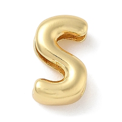 Letter S Медные подвески-слайдеры, стойки покрытие, без свинца и без кадмия, долговечный, реальный 18 k позолоченный, Письмо с, 14x8x4.5 мм, отверстие : 10.5x2 мм