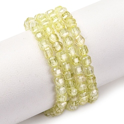 Зелено-Желтый Бусины из кубического циркония, граненые квадратные, зеленый желтый, 3x3x3 мм, отверстие : 0.6 мм, около 115 шт / нитка, 14.17'' (36 см)