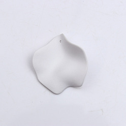 White Spray Painted Acrylic Pendants, Pearlized, Petaline, White, 35mm, about 10 pcs/set