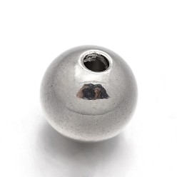 Stainless Steel Color 303 Stainless Steel Beads, Stainless Steel Color, Round, 8mm, Hole: 2mm