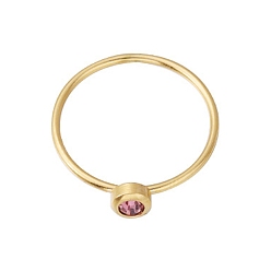 Flamingo Glass Flat Round Finger Ring, Golden Stainless Steel Ring, Flamingo, Inner Diameter: 18.2mm