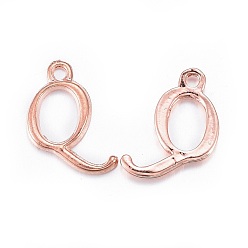 Letter Q Rose Gold Plated Alloy Letter Pendants, Rack Plating, Cadmium Free & Lead Free, Letter.Q, 12x15x2mm, Hole: 1.5mm