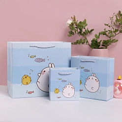 Rabbit Folding Cardboard Paper Gift Boxes, Gift Package, Rectangle with Handle, Rabbit, 15x7x14cm