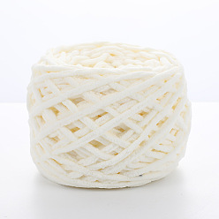 Floral White Soft Crocheting Polyester Yarn, Thick Knitting Yarn for Scarf, Bag, Cushion Making, Floral White, 6mm