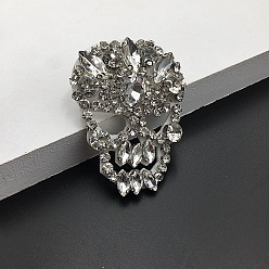 Crystal Halloween Skull Rhinestone Appliques, Ornament Accessories, Crystal, 65x50mm