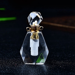 Quartz Crystal Natural Crystal Quartz Perfume Bottles Pendants, SPA Aromatherapy Essemtial Oil Empty Bottle Charms, 3.7x2cm