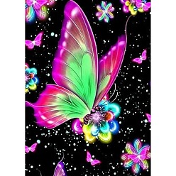 Flower Butterfly Theme DIY Diamond Painting Kits, including Resin Rhinestones, Diamond Sticky Pen, Tray Plate and Glue Clay, Flower, 40x30cm