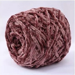 Rosy Brown Wool Chenille Yarn, Velvet Cotton Hand Knitting Threads, for Baby Sweater Scarf Fabric Needlework Craft, Rosy Brown, 5mm, 95~100g/skein