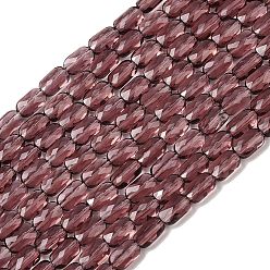 Индийский Красный Прозрачные стеклянные бусины, прямоугольные, граненые, Индийская красная, 7x4.5x3.5 мм, отверстие : 0.9 мм, около 79~80 шт / нитка, 21.65''~22.24'' (55~56.5 см)