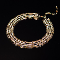 golden Elegant Diamond-Encrusted Short Necklace for Women - Perfect Dress Accessory