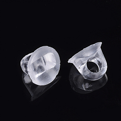 Clear Acrylic Bead Cap Bails, for Cover Pendants, Flat Round, Clear, 8x6mm, Hole: 3mm, about 2000pcs/500g